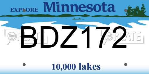 BDZ172 Minnesota License Plate