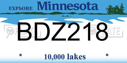 BDZ218 Minnesota License Plate