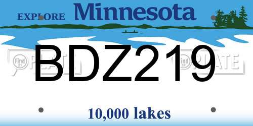 BDZ219 Minnesota License Plate