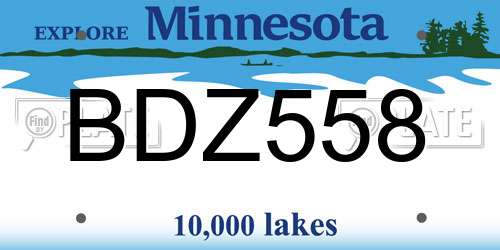 BDZ558 Minnesota License Plate