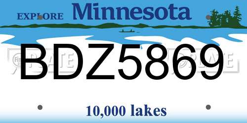 BDZ5869 Minnesota License Plate