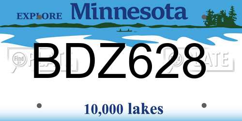 BDZ628 Minnesota License Plate