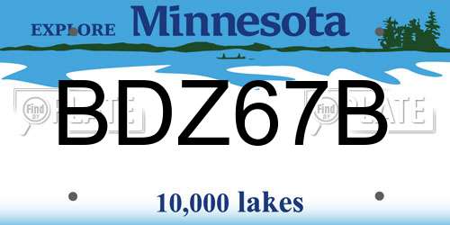 BDZ67B Minnesota License Plate