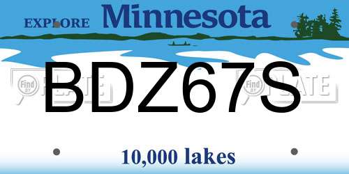 BDZ67S Minnesota License Plate