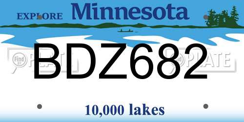 BDZ682 Minnesota License Plate