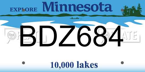 BDZ684 Minnesota License Plate