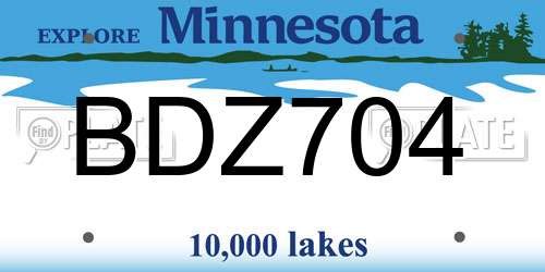 BDZ704 Minnesota License Plate