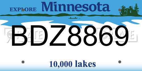 BDZ8869 Minnesota License Plate
