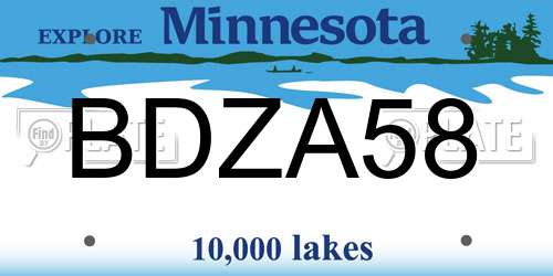 BDZA58 Minnesota License Plate