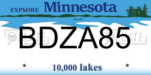 BDZA85 Minnesota License Plate