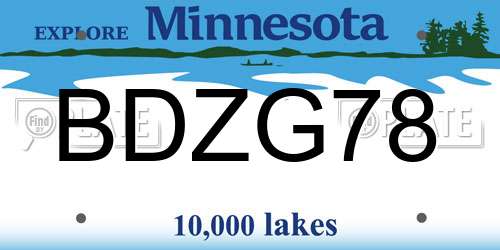 BDZG78 Minnesota License Plate
