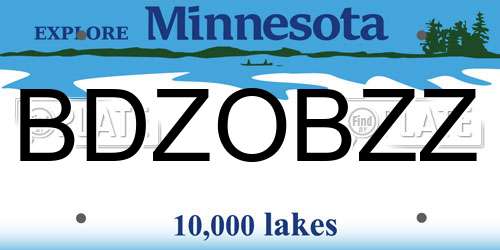 BDZOBZZ Minnesota License Plate