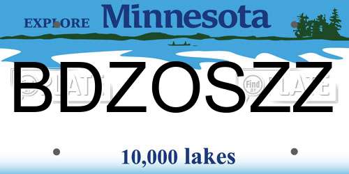 BDZOSZZ Minnesota License Plate