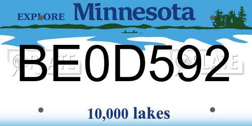 BE0D592 Minnesota License Plate