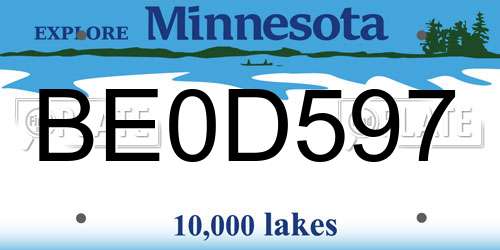 BE0D597 Minnesota License Plate