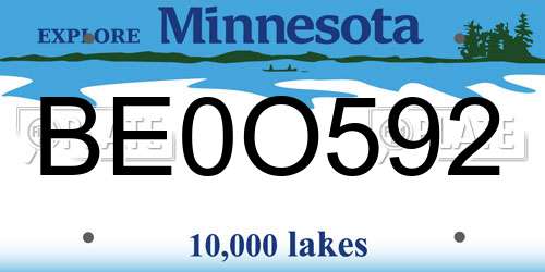 BE0O592 Minnesota License Plate