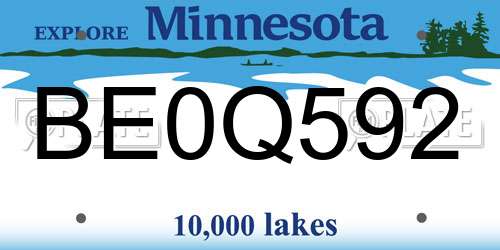 BE0Q592 Minnesota License Plate