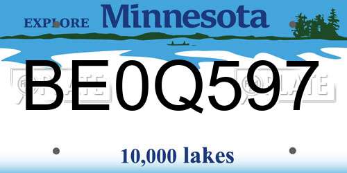BE0Q597 Minnesota License Plate