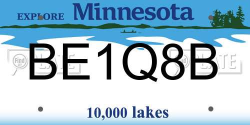 BE1Q8B Minnesota License Plate
