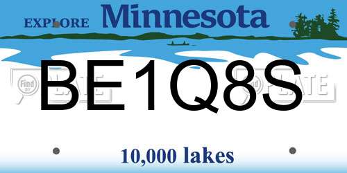 BE1Q8S Minnesota License Plate