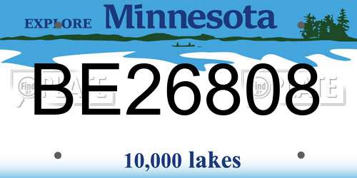 BE26808 Minnesota License Plate