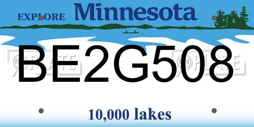 BE2G508 Minnesota License Plate