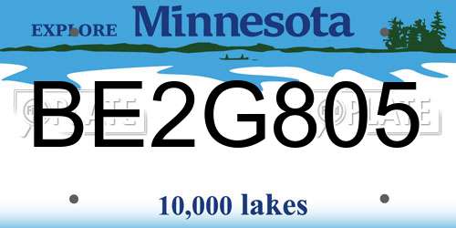 BE2G805 Minnesota License Plate