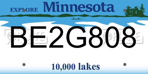 BE2G808 Minnesota License Plate