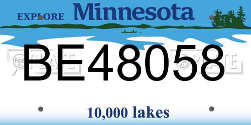 BE48058 Minnesota License Plate