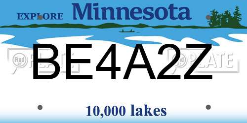 BE4A2Z Minnesota License Plate