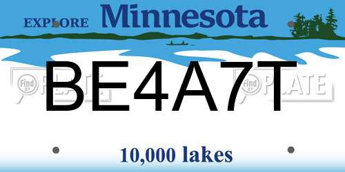 BE4A7T Minnesota License Plate