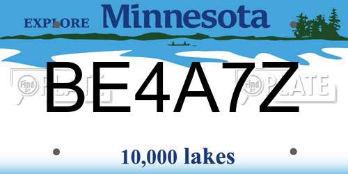 BE4A7Z Minnesota License Plate