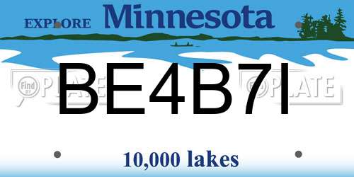 BE4B7I Minnesota License Plate