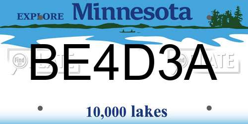 BE4D3A Minnesota License Plate