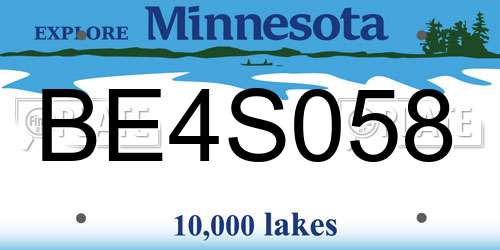 BE4S058 Minnesota License Plate