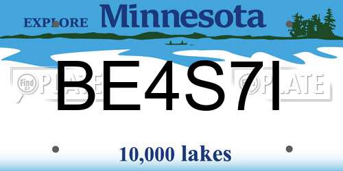 BE4S7I Minnesota License Plate