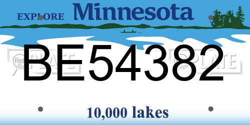 BE54382 Minnesota License Plate