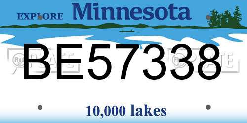 BE57338 Minnesota License Plate
