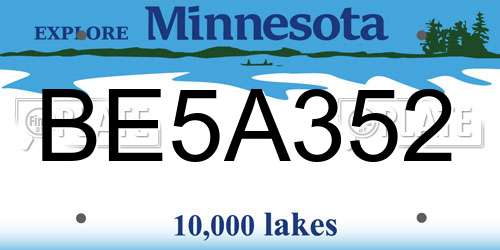 BE5A352 Minnesota License Plate