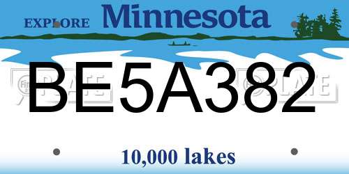 BE5A382 Minnesota License Plate