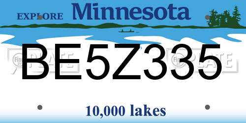 BE5Z335 Minnesota License Plate