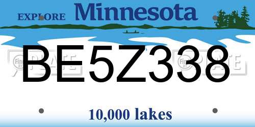 BE5Z338 Minnesota License Plate