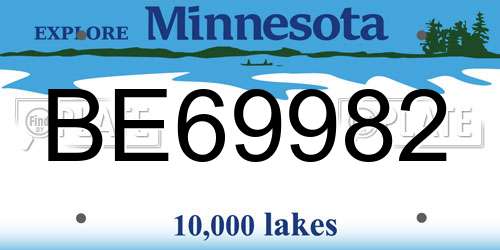 BE69982 Minnesota License Plate