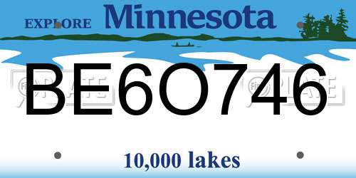 BE6O746 Minnesota License Plate