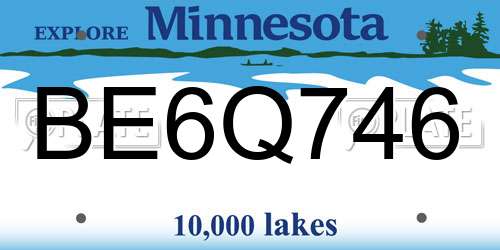 BE6Q746 Minnesota License Plate