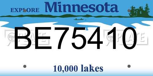 BE75410 Minnesota License Plate