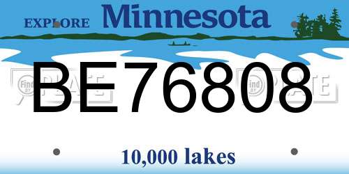BE76808 Minnesota License Plate