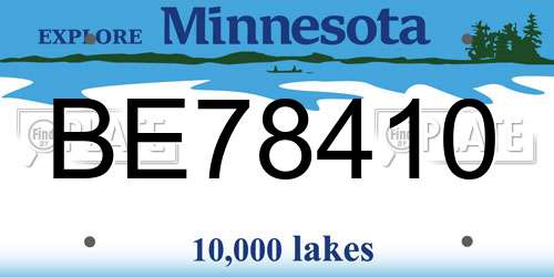 BE78410 Minnesota License Plate