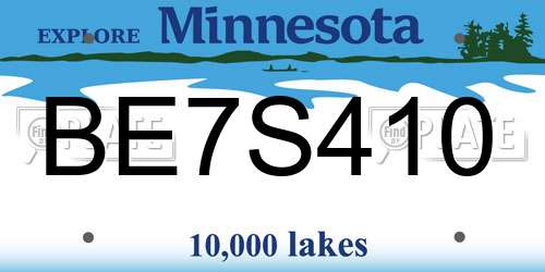 BE7S410 Minnesota License Plate