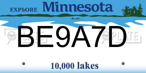 BE9A7D Minnesota License Plate